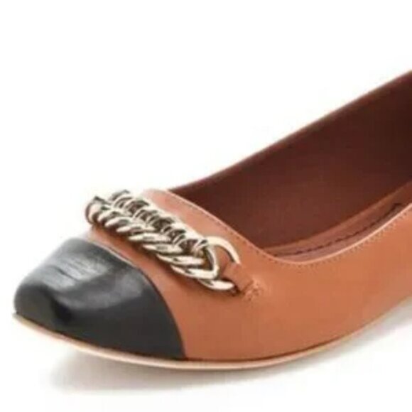 ELIZABETH AND JAMES Gwen ballerina flats with gold chain detail - Picture 1 of 5